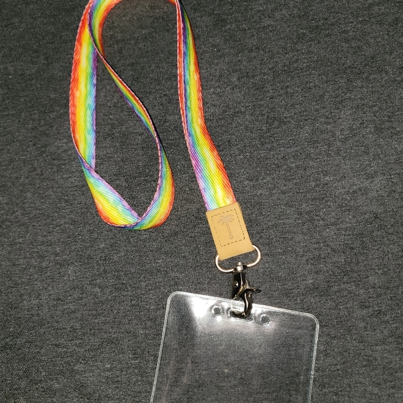Rainbow Striped Lanyard With Card Holder - 19" - Picture 3 of 8